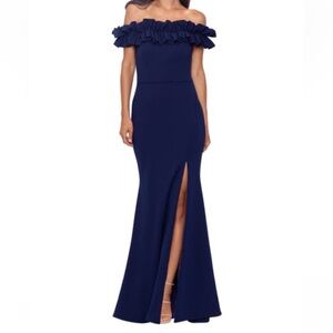 Xscape Women's Ruffled Off-The-Shoulder Gown size 12